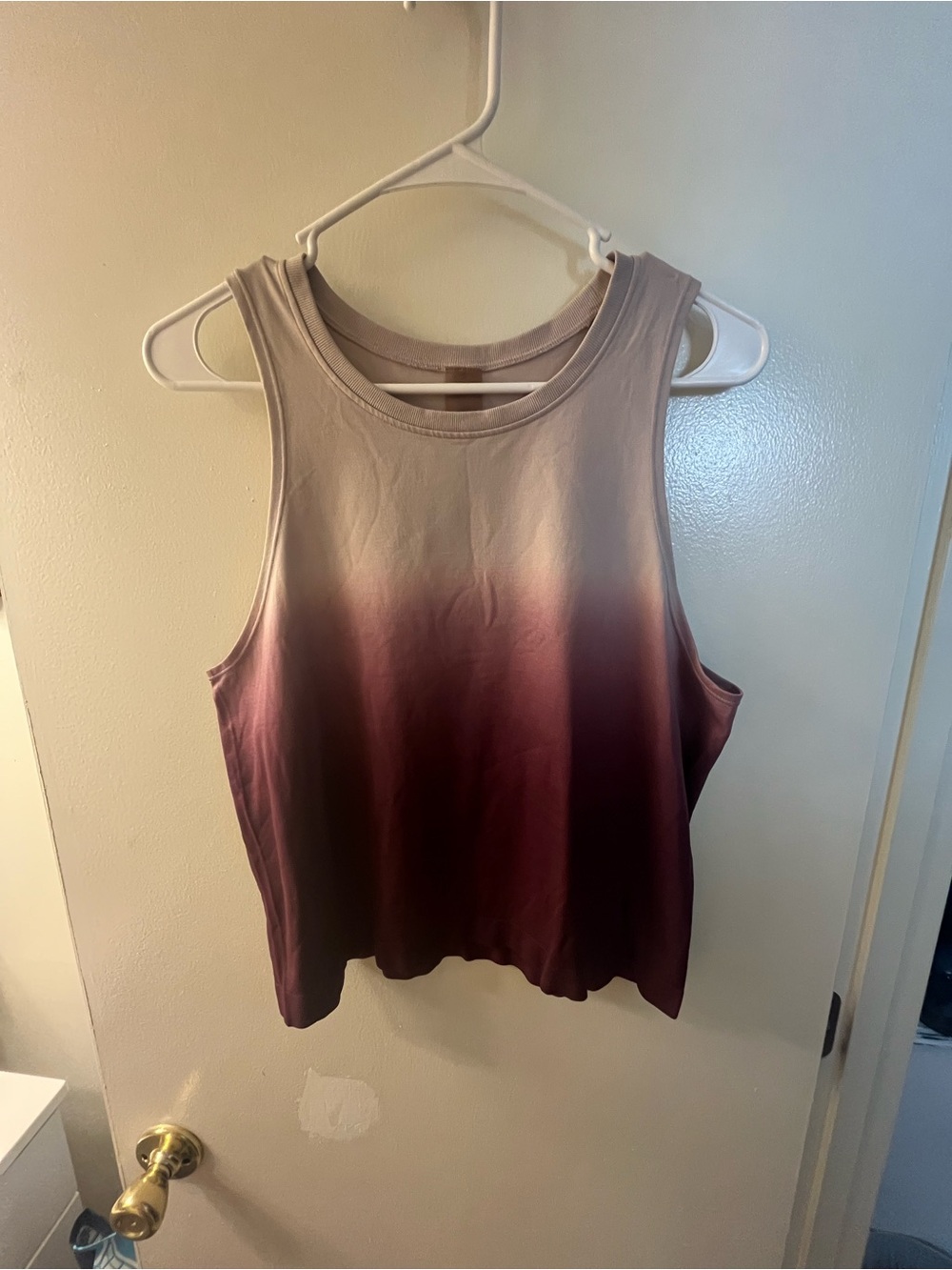 Women’s Ombré Muscle Tank Top - Taupe to Burgundy - Picture 3 of 6